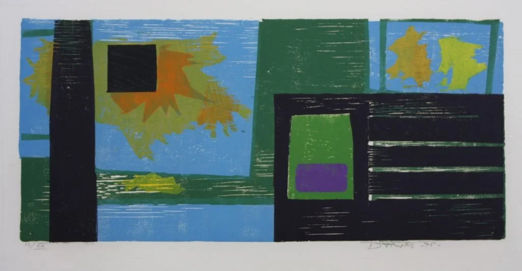  Escape, 1975 
Color Woodcut
9 x 20  inches