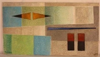  Duet in space, 1983 
Oil on canvas
20 x 36 inches