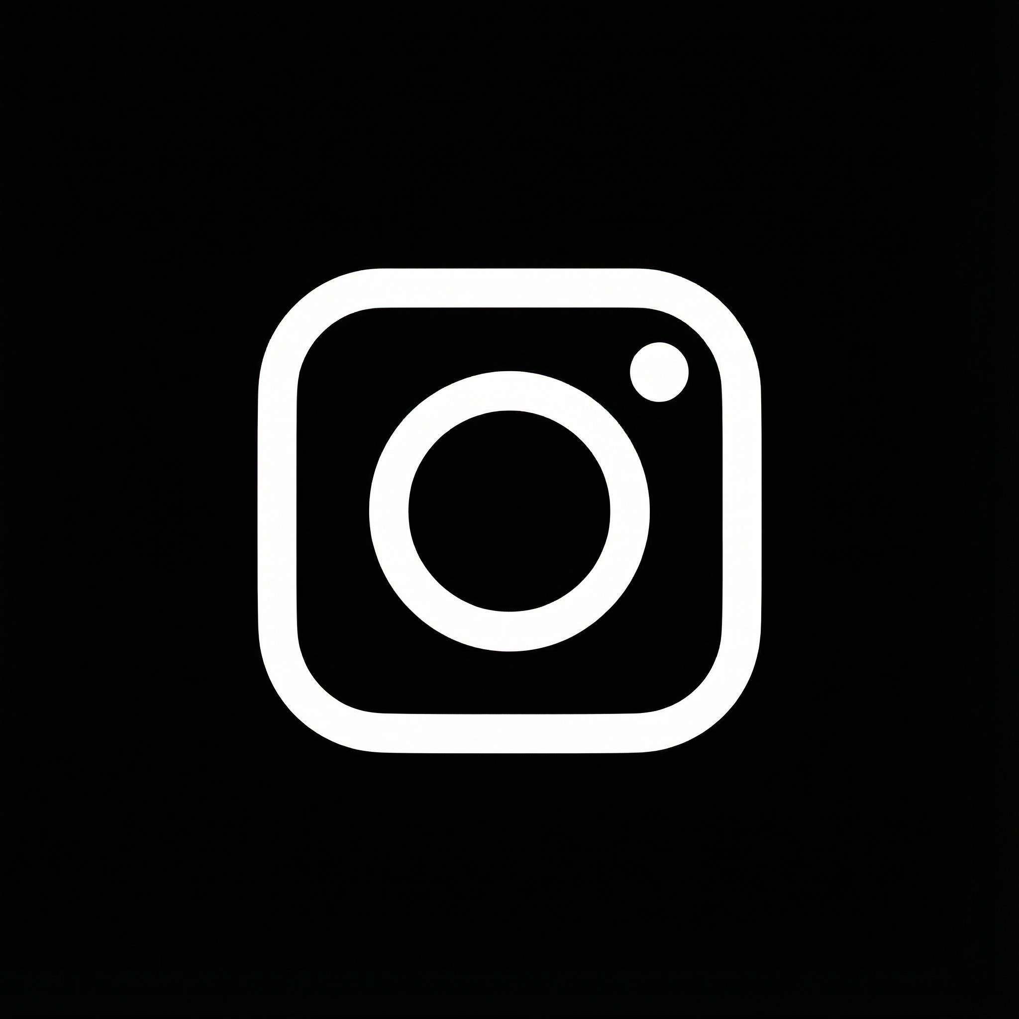 Instagram logo with a white outline on a black background.
