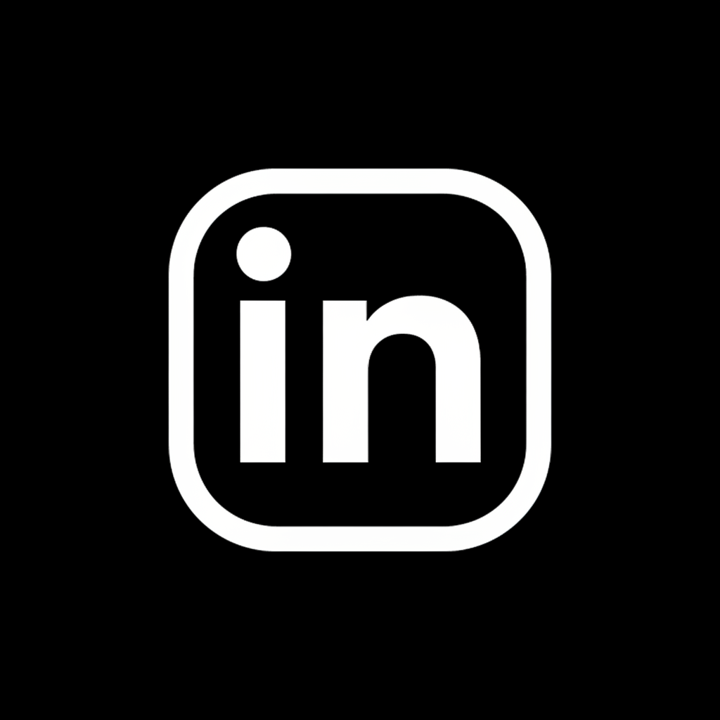 LinkedIn logo in black and white.