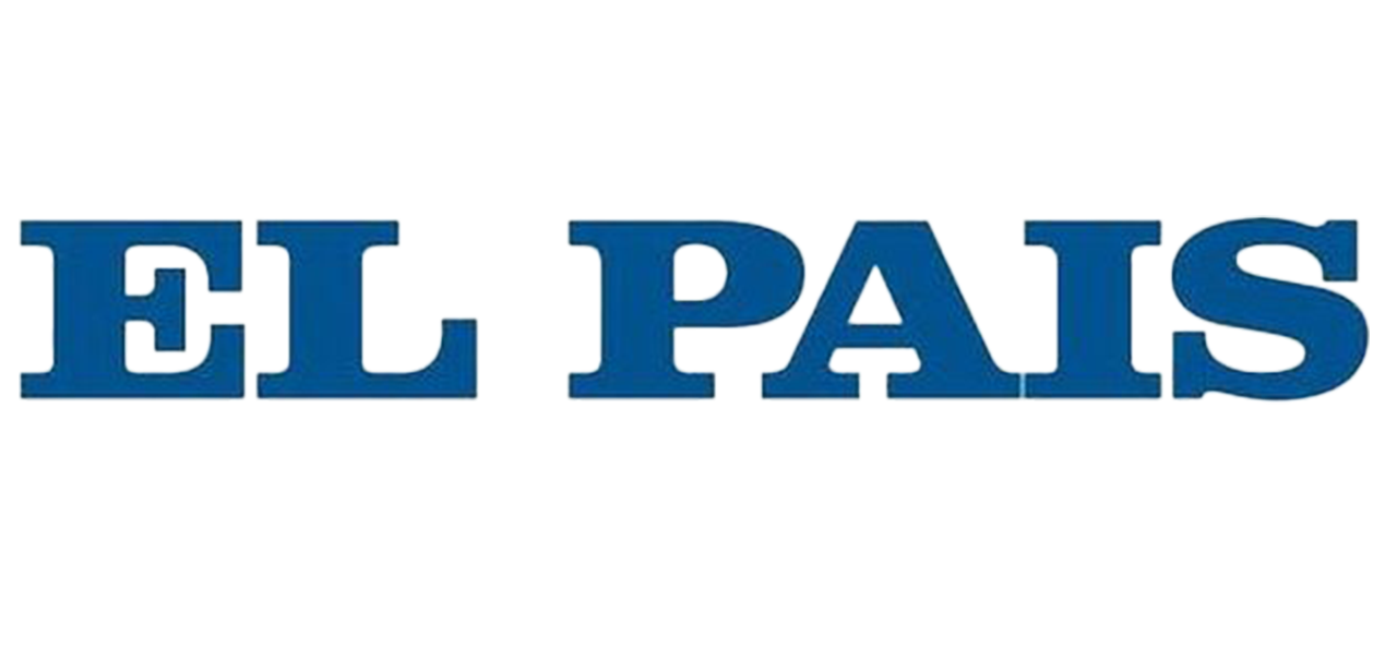 Upside-down blue text spelling 'EL PAIS' on a white background.