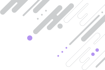 Abstract digital illustration with purple and dark gray streaks and dots on a light background.
