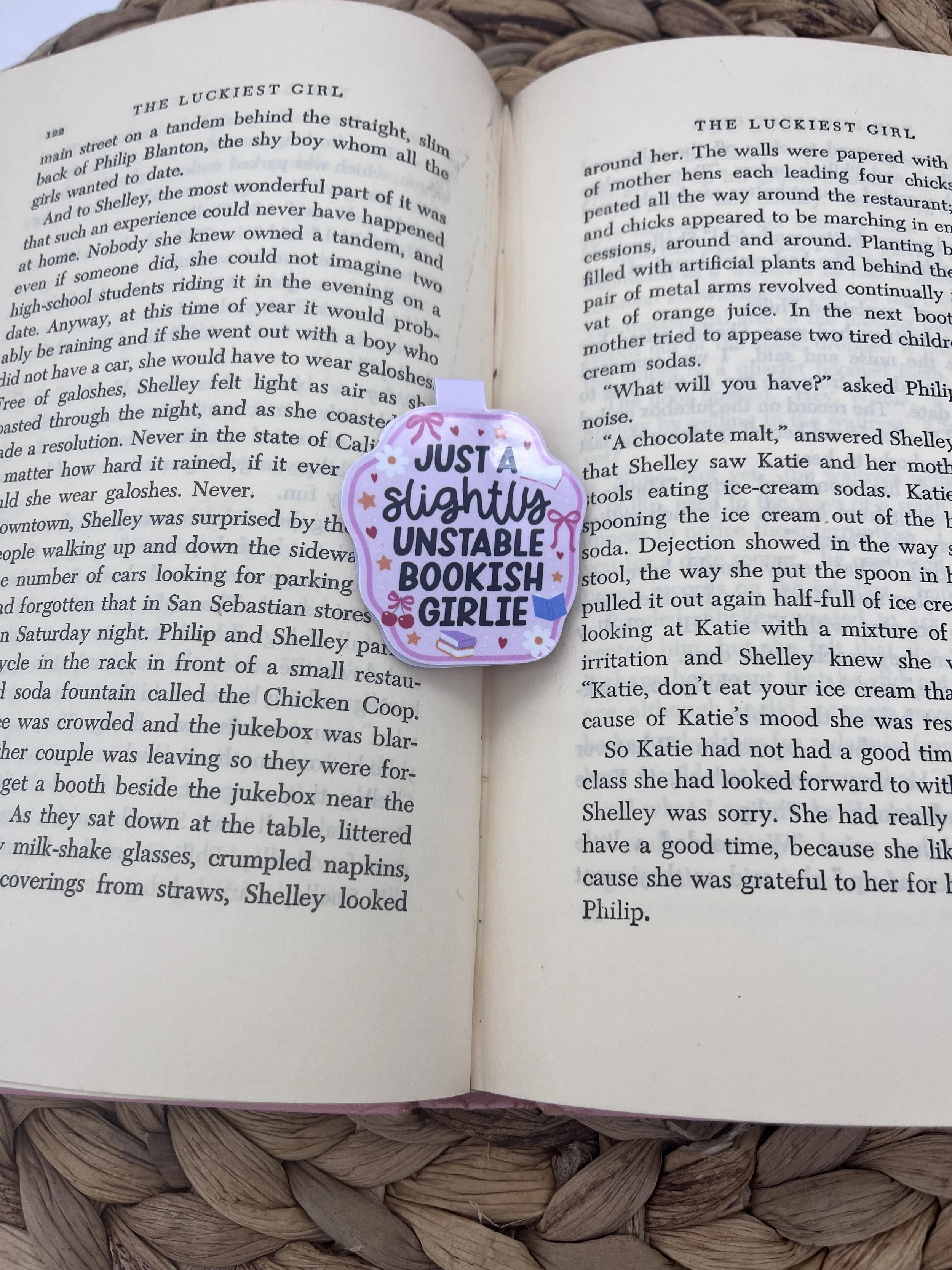 📚 Just a Slightly Unstable Bookish Girly Magnetic Bookmark