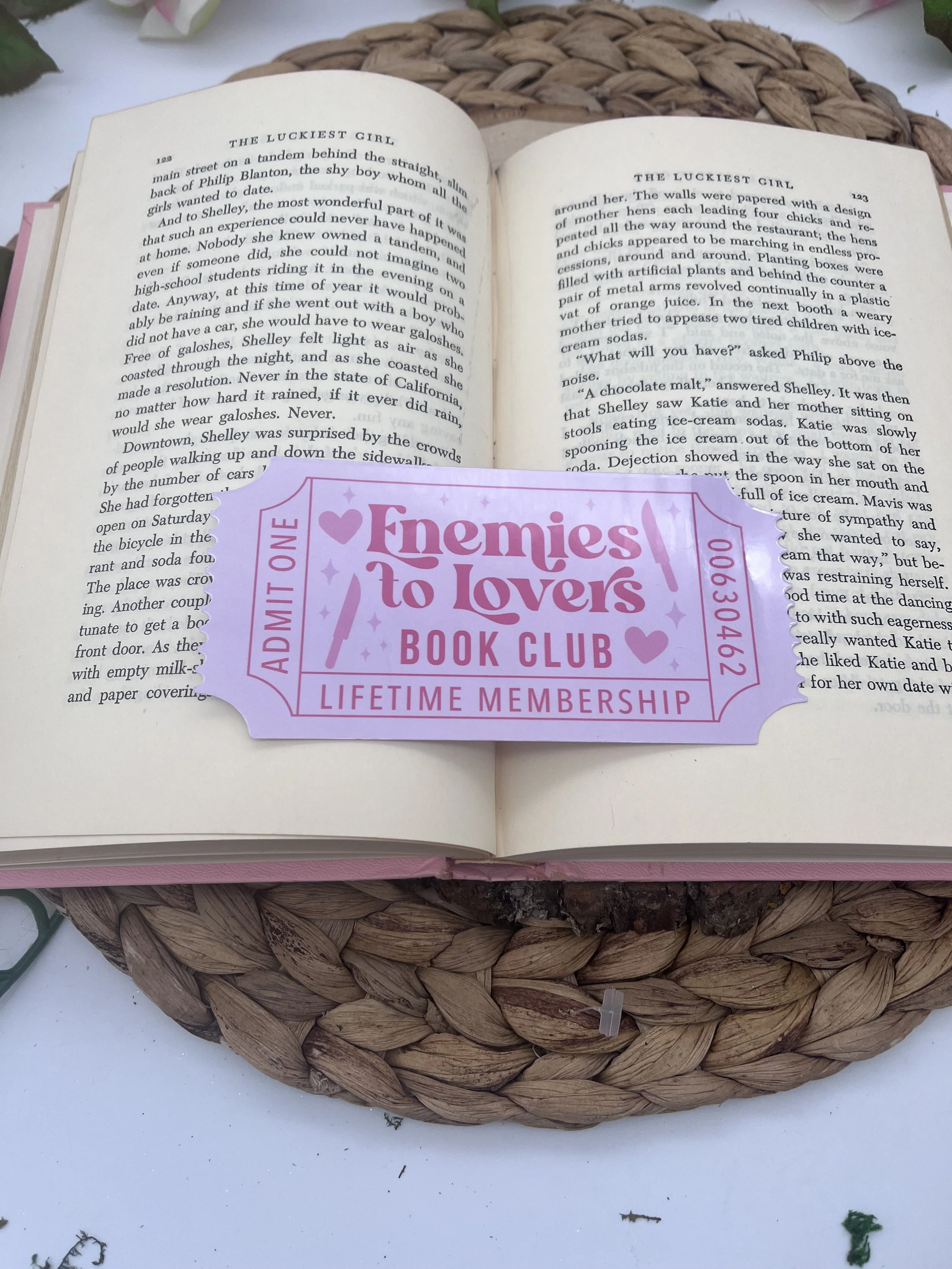 🎟️ Ticket to the Enemies to Lovers Book Club Bookmark