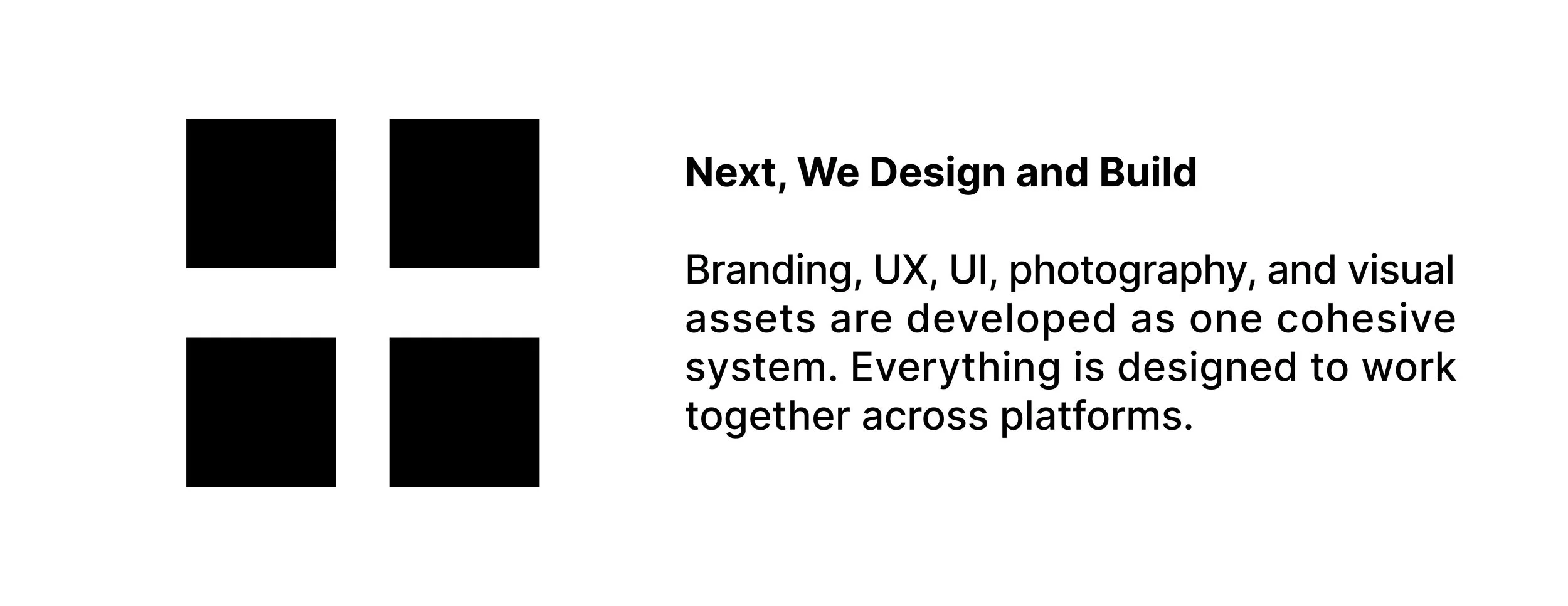 Third step of AXÈA’s process: design and build, where branding, UX, UI, photography, and visual assets are developed as one cohesive system.