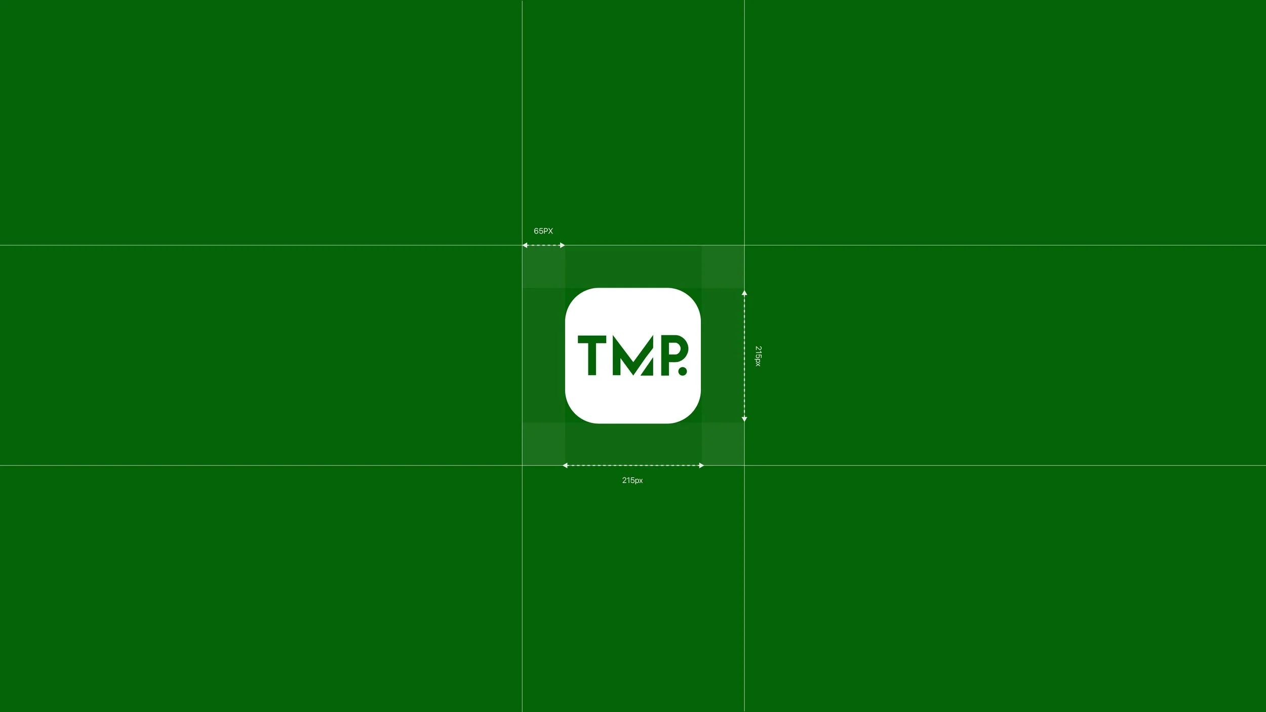TMP accounting logo on green background, showing primary brand mark and color system