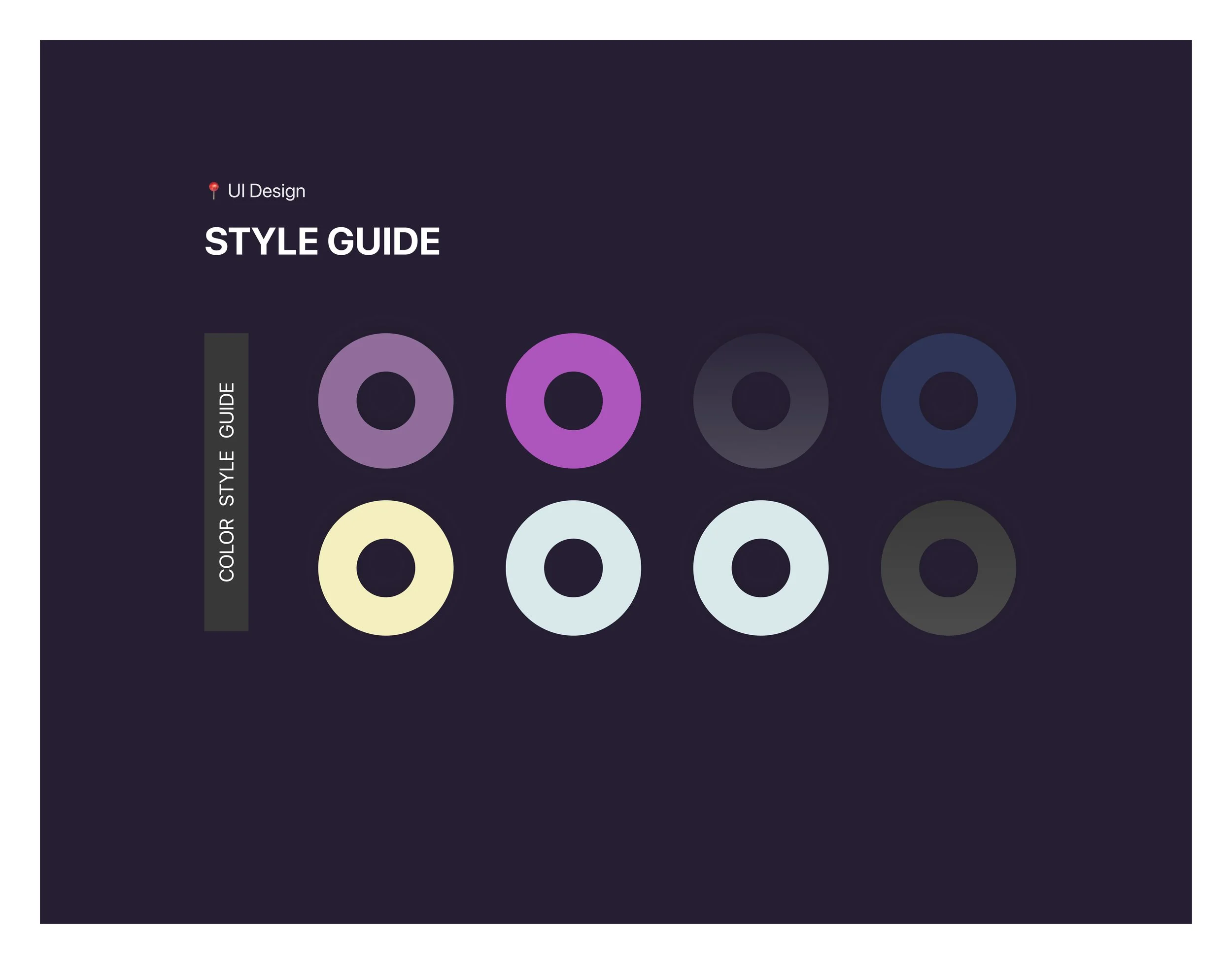 UI style guide displaying color palette and visual system for a health coach mobile application.