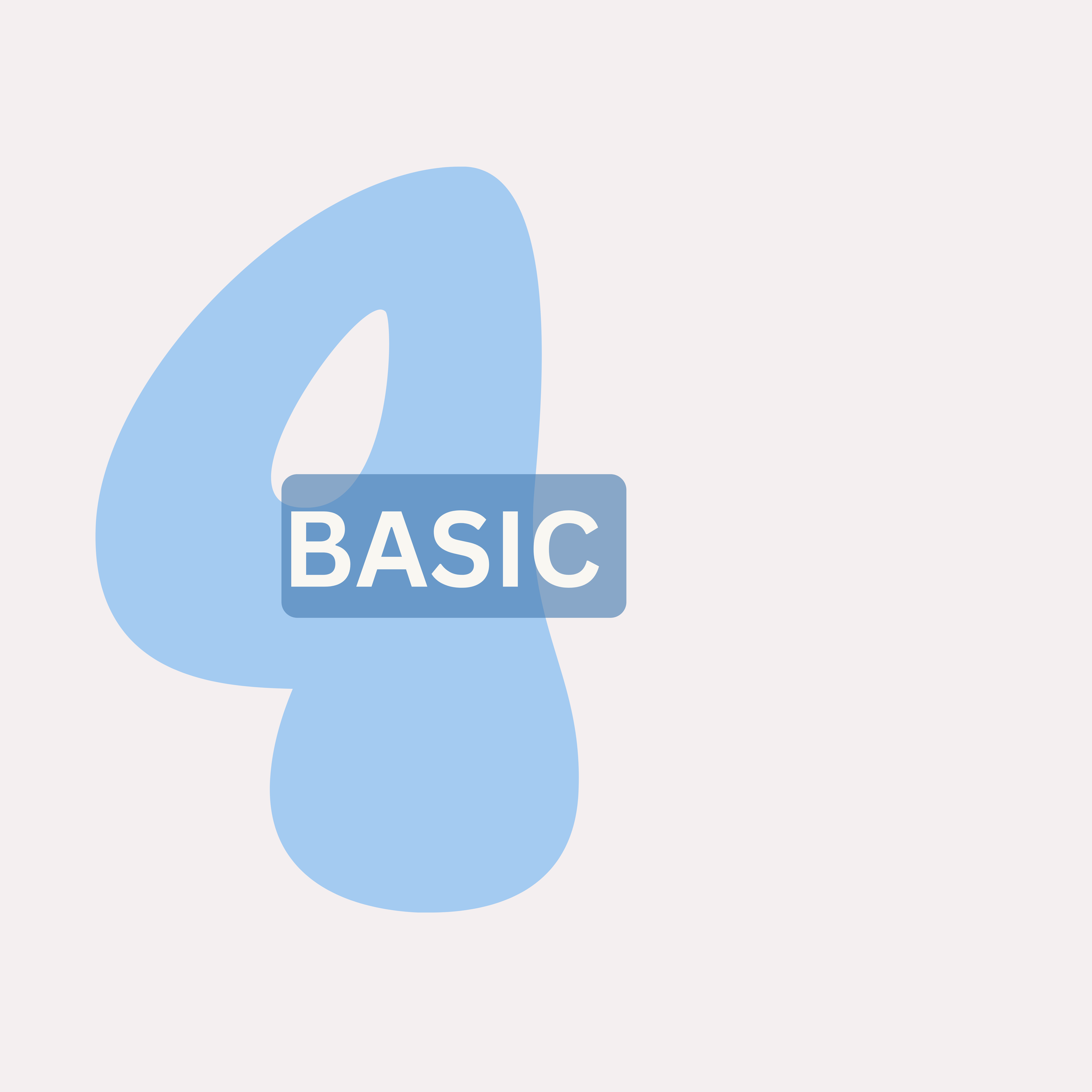 Large blue number 6 with the words 'BASIC' written inside a rectangular box on its lower part, set against a light gray background.