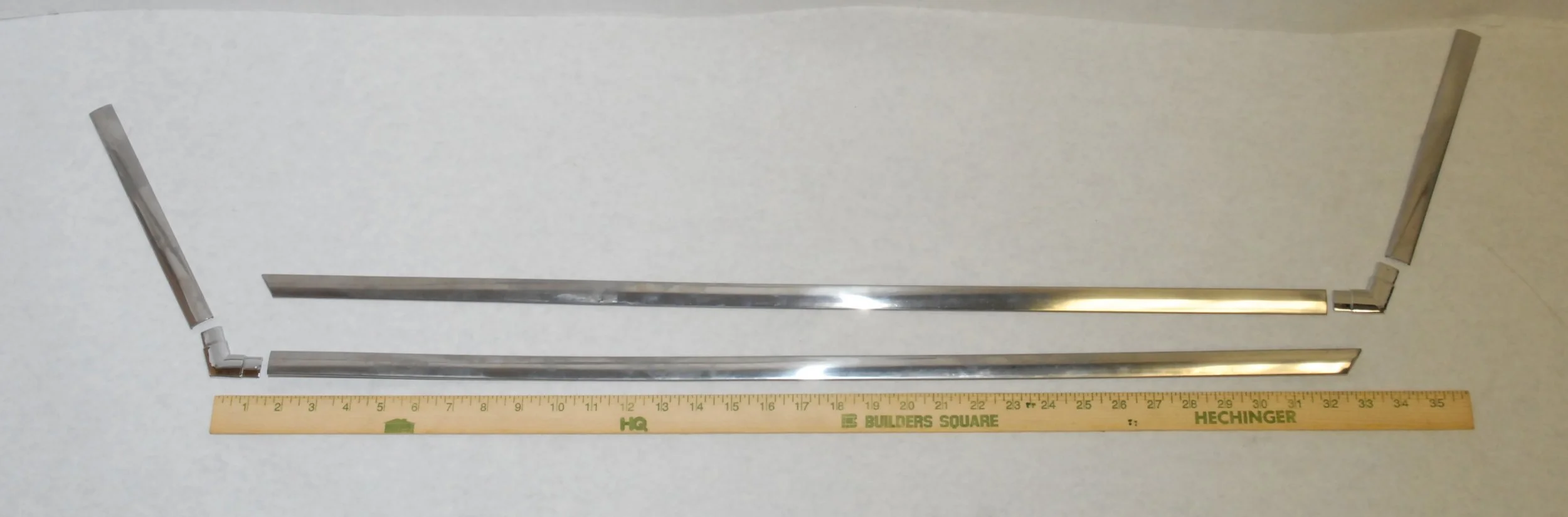 Complete NOS 6-piece Stainless Steel Console Side Molding Kit for 1963-1985 Studebaker Avanti and Avanti II.