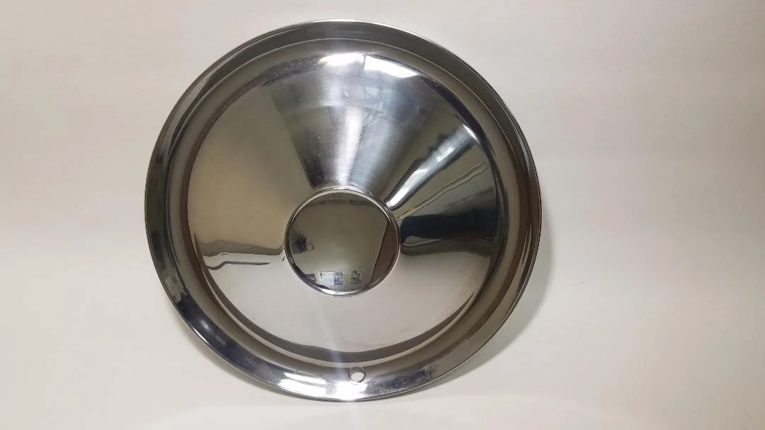 NOS 1953-1955 Studebaker high polished stainless steel wheel covers, set of 4, 2nd design style, Part AC2492.
