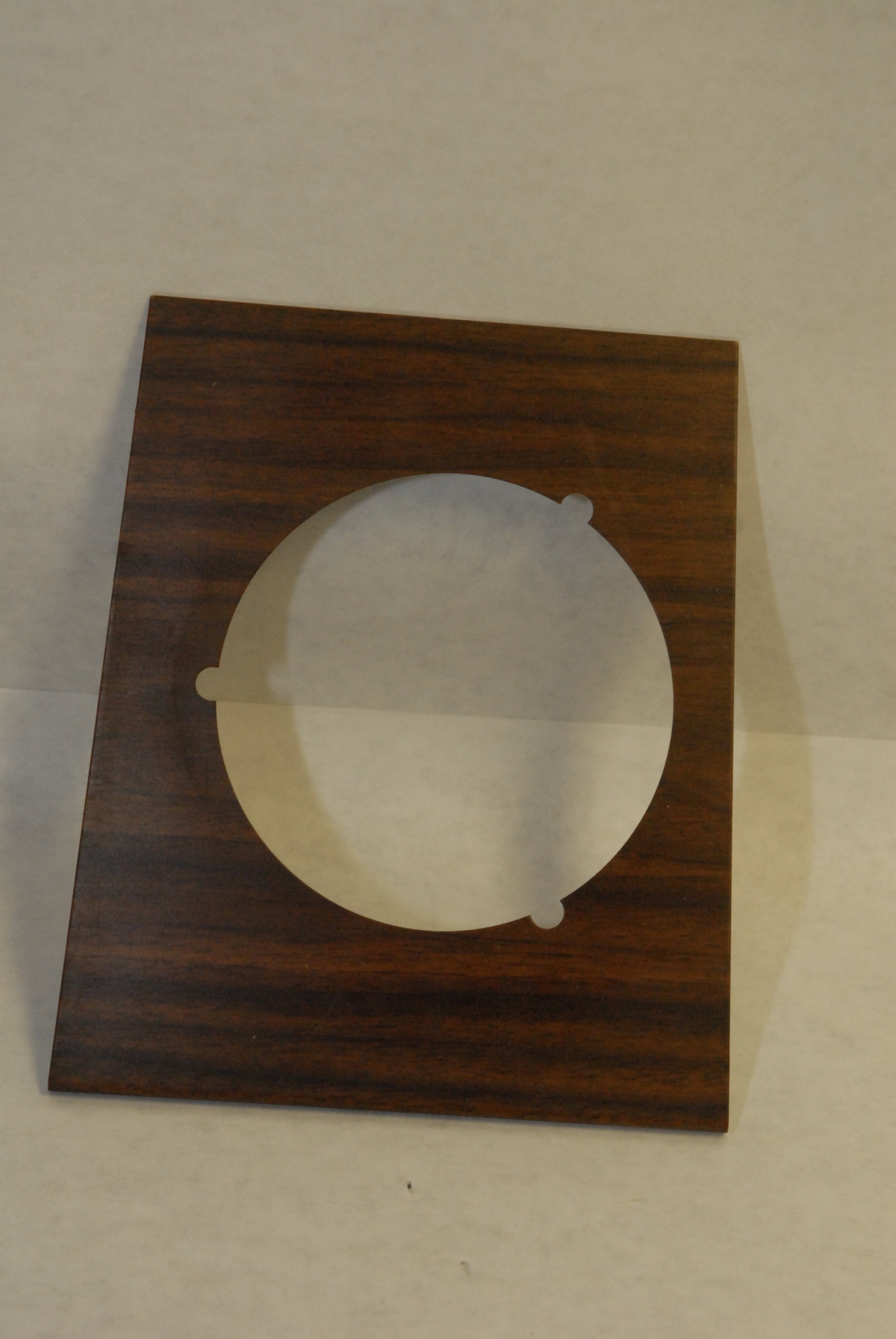 NOS Wood Grain Stamped Steel Console Shifter Overlay for Studebaker Avanti Manual Transmission, Part 1347891x1.