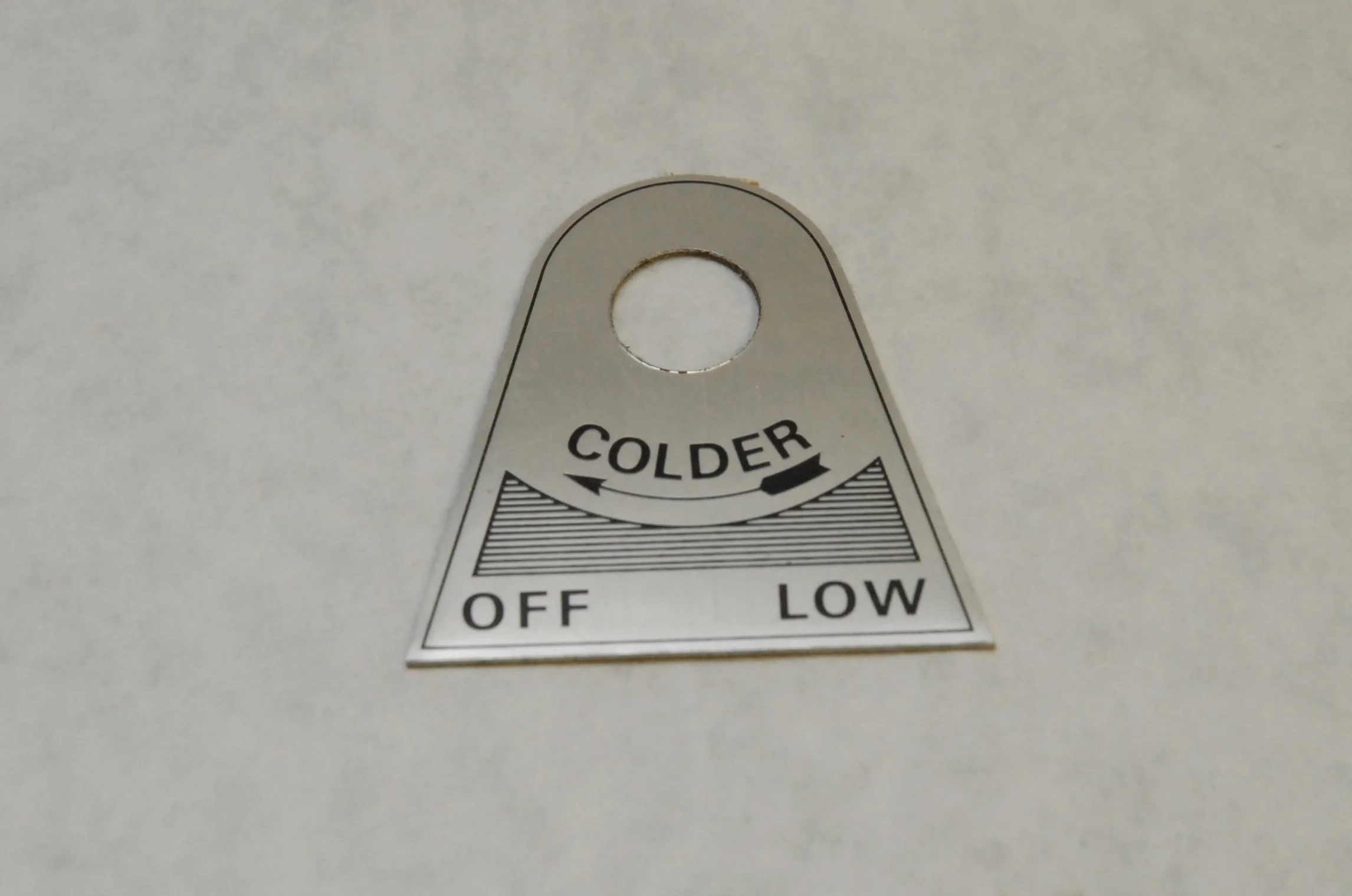Genuine NOS Air Conditioning Control Panel Temperature Decal for Studebaker Avanti, Part 1700327
