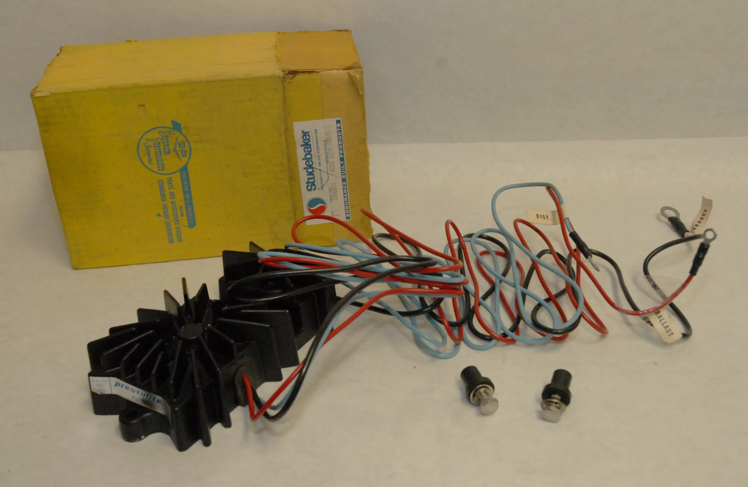 N.O.S. Studebaker Avanti Transistorized Ignition Heat Sink and Cables, Prestolite P32-38, Part 1560561.