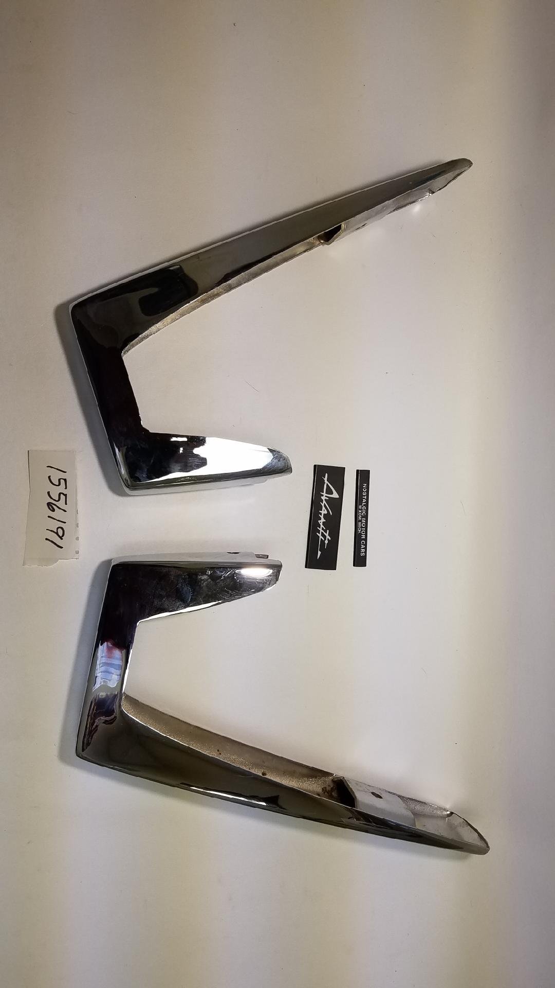 Front Bumper End Chrome for 1963-1985 Studebaker Avanti, Part 1556191, Available in NOS and Rechromed.