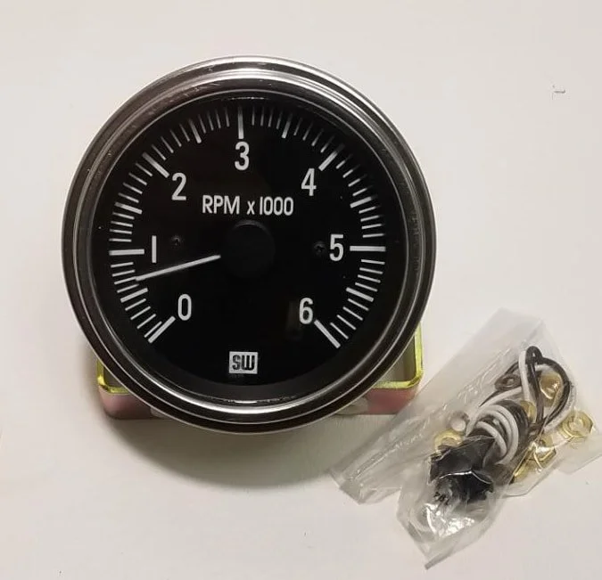 6000 RPM Chrome Bezel Electronic Tachometer for 1963-1973 Studebaker Avanti and Avanti II, Part 1557116R.