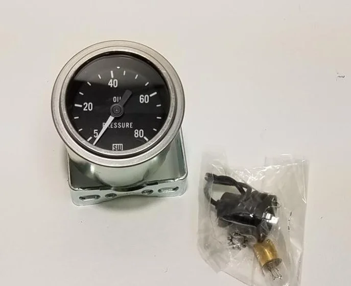 NOS Chrome Bezel Oil Pressure Gauge for 1963-1973 Studebaker Avanti and Avanti II, Part 1557111R