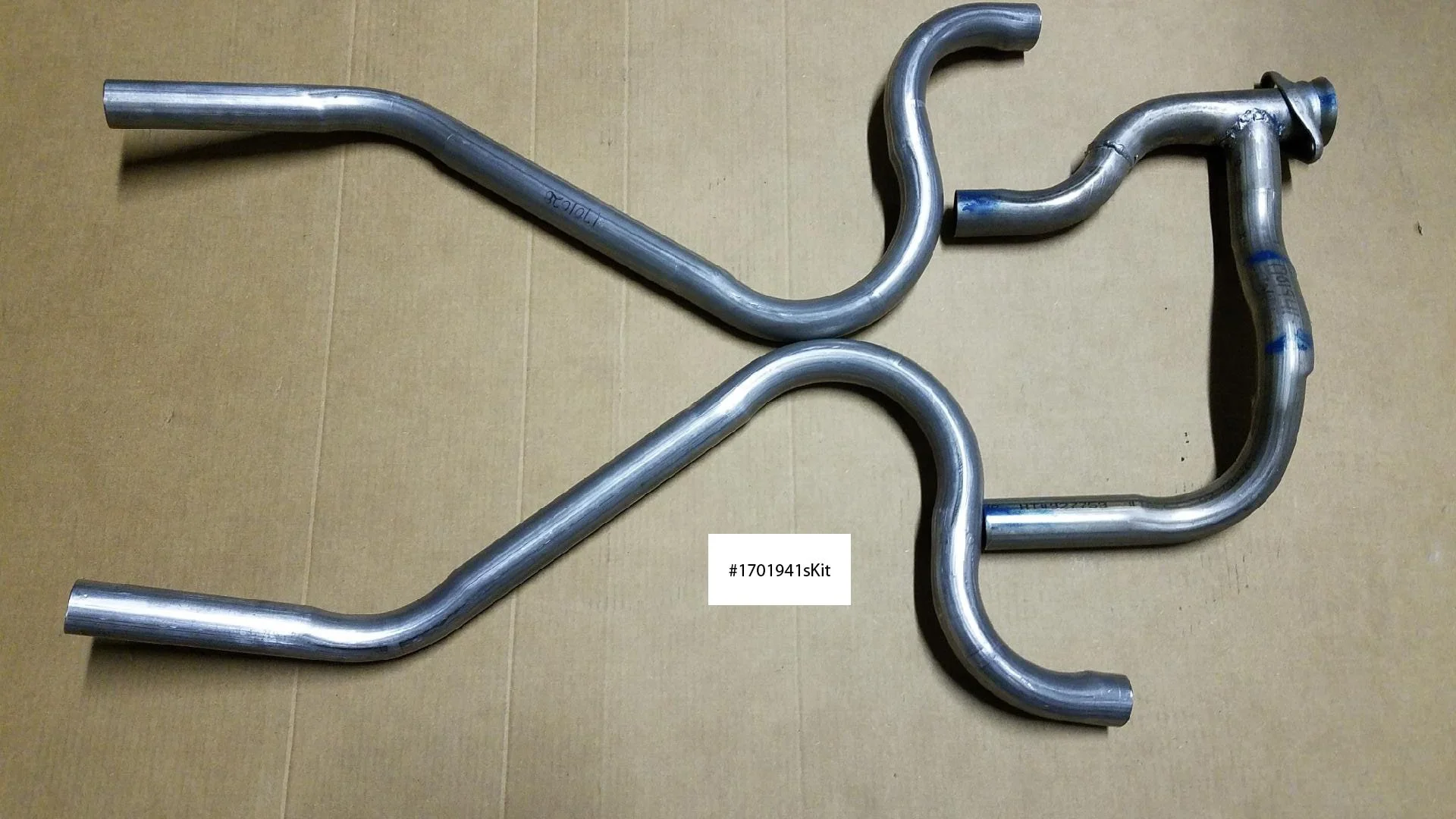 NOS 409 Stainless Steel Rear Exhaust Pipe Kit for 1983-1984 Early Avanti II including Y-pipe and tail pipes, Part 1701941sKit.