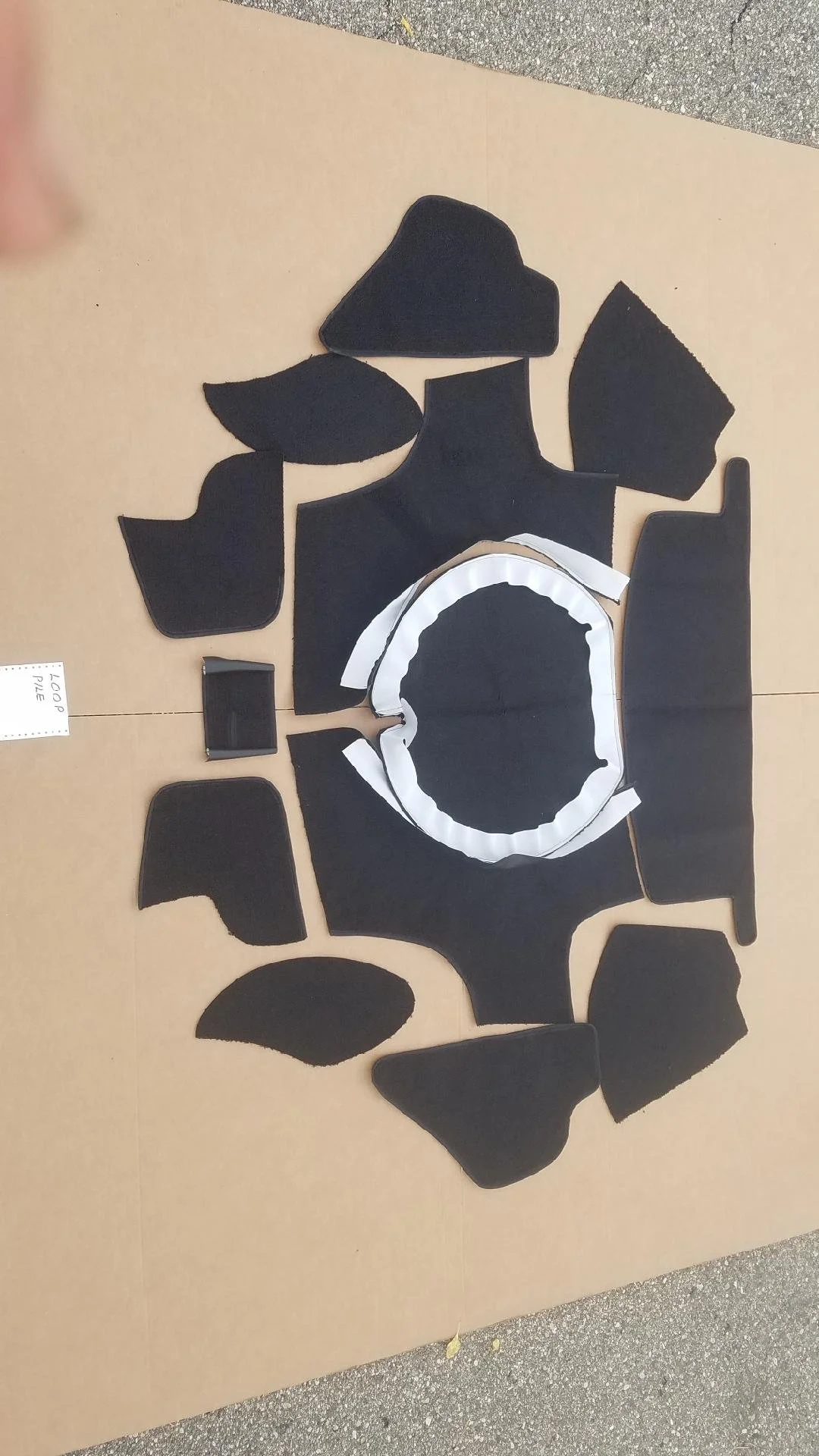 13-piece custom black loop pile trunk carpet kit for Studebaker Avanti and Avanti II restoration, Part 1347489x1.