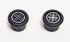 Replacement A/C control knob pair for Studebaker Avanti and Avanti II dashboard, Part 1702162-3.