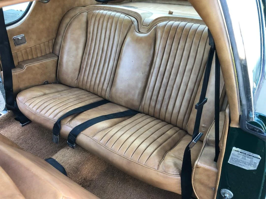 Close-up of the high-quality tan leather upholstery in Dan Booth's personal Avanti.
