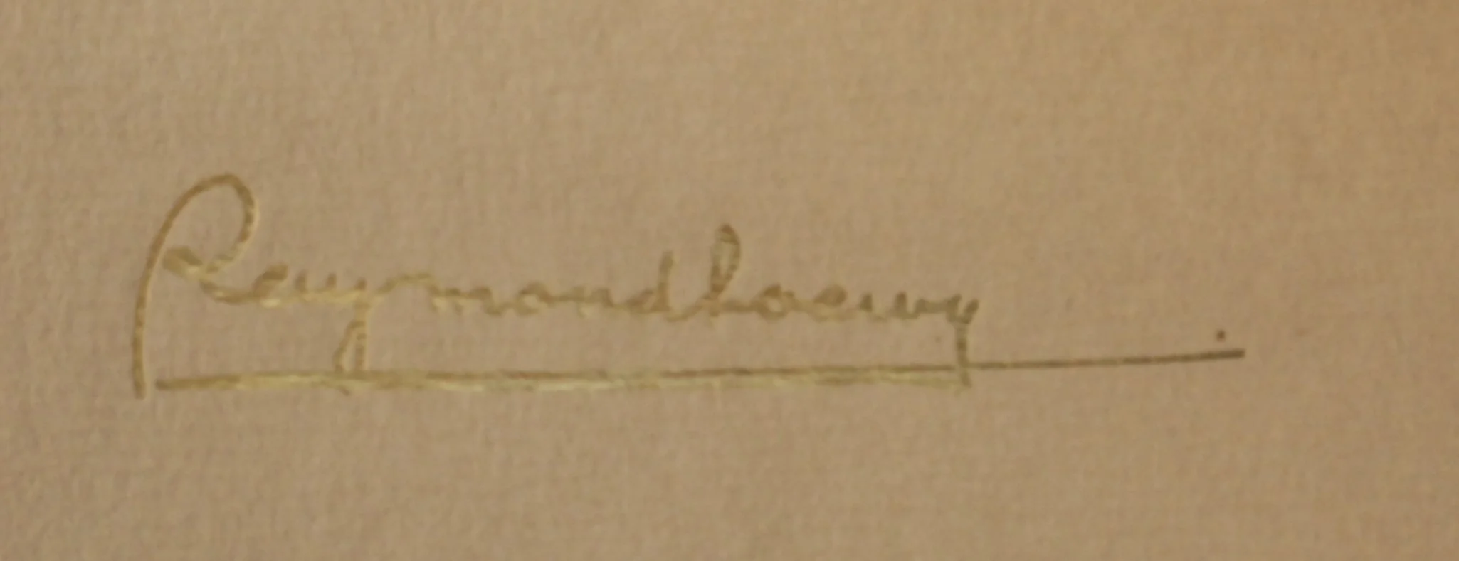 Close-up of Raymond Loewy's authentic hand signature on limited edition art print.