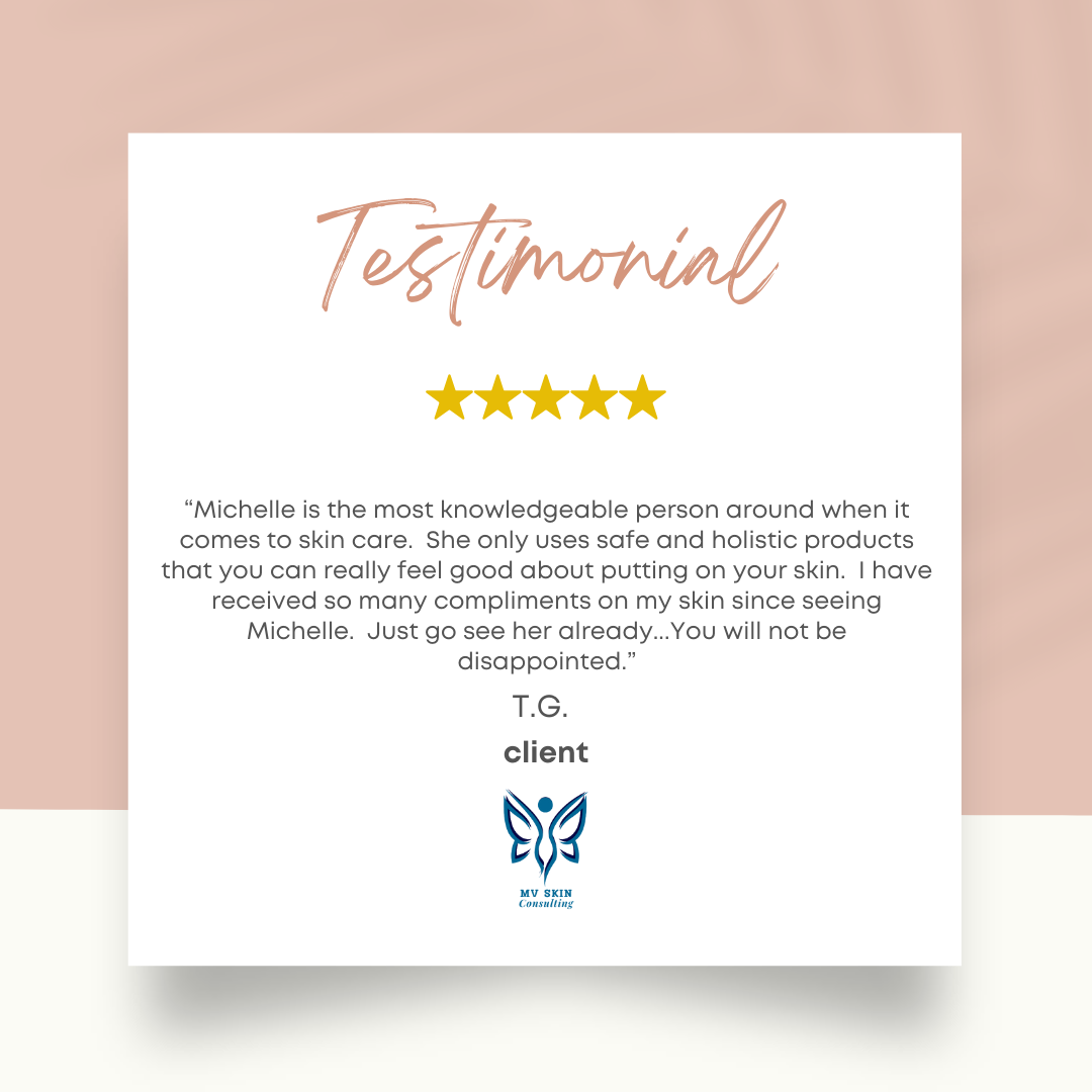 Client praising Michelle for her knowledge and holistic products,.MV Skin Consulting located inside Cornerstone Pilates in Richardson, TX