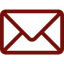 An email icon with a red outline of an envelope and a red background.
