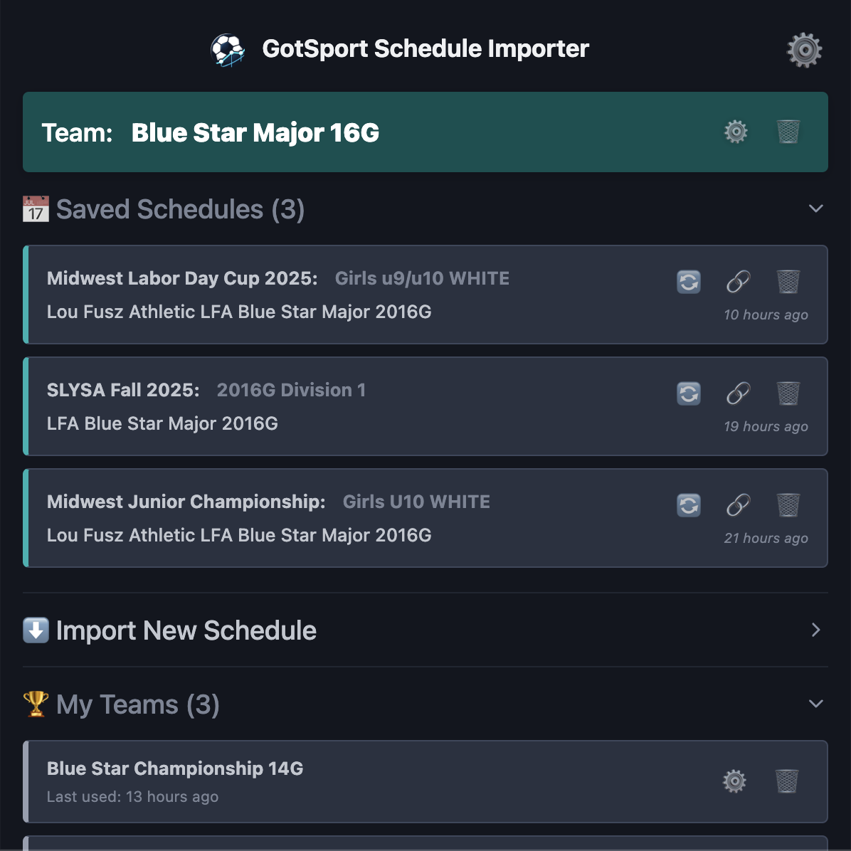 GotSport Schedule Importer