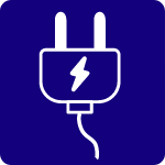 Vitblå elplats skylt