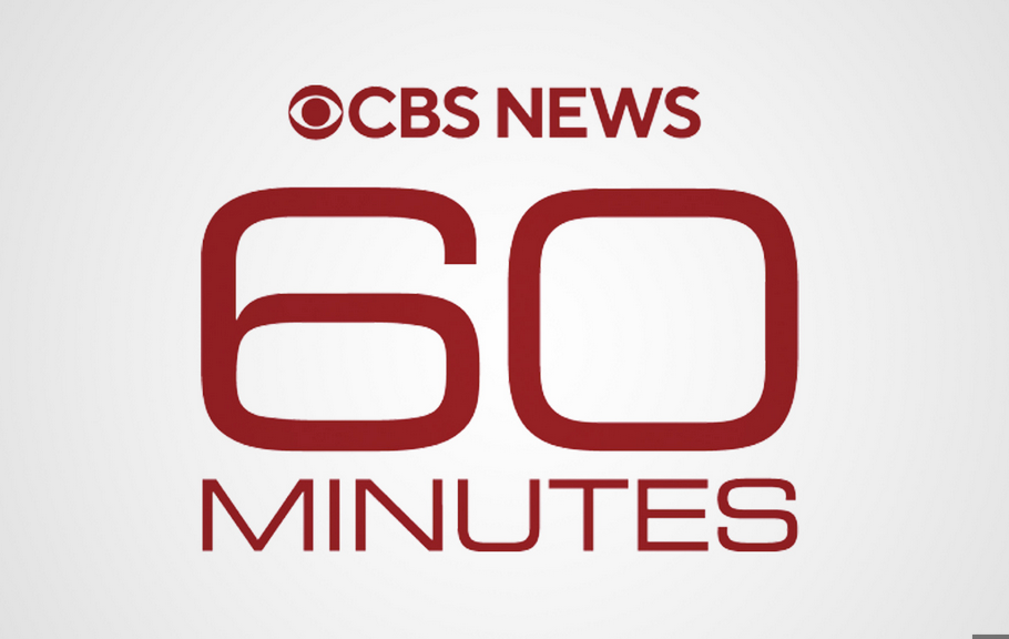 CBS News logo with text "60 Minutes" on a white background
