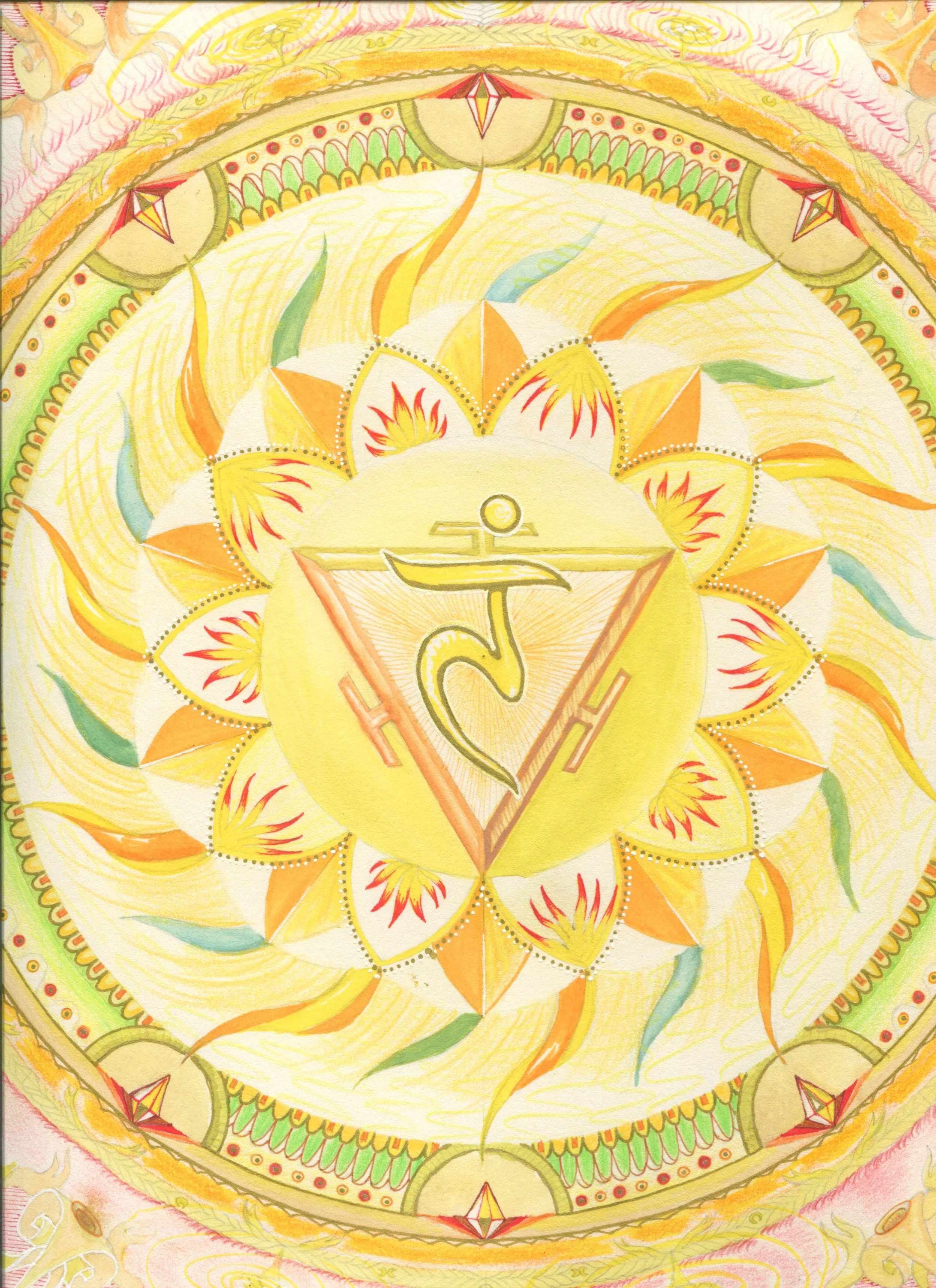 pencil crayon + pen - third chakra (fire) - from my early 20's when I immersed myself into yoga