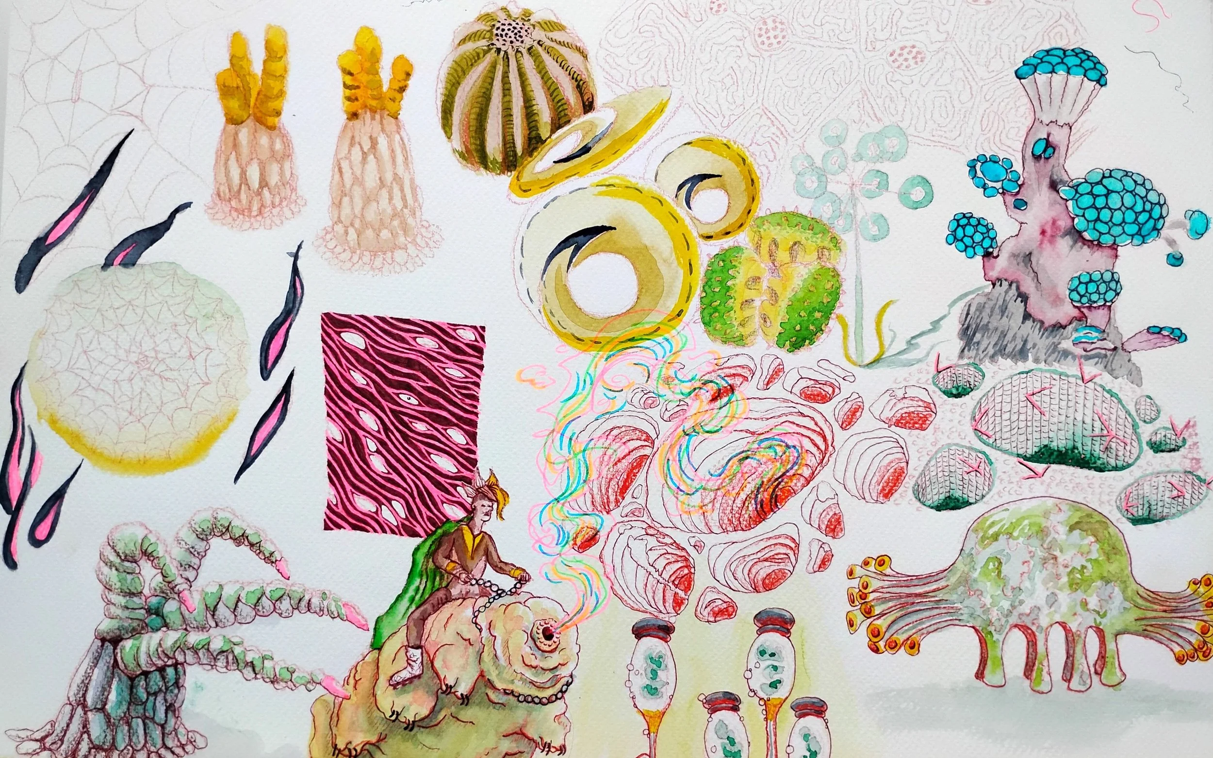 Sketch Page / Colour Study - watercolour + gel pen