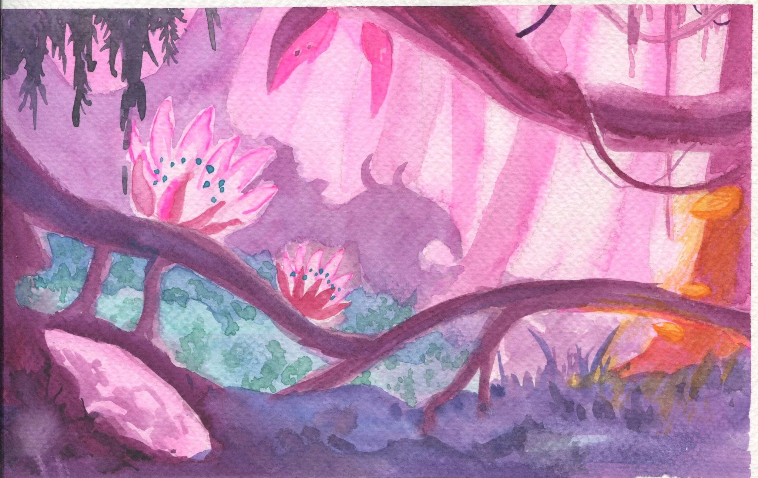 watercolour fantasy landscape study - not happy with this one but hey, I tried