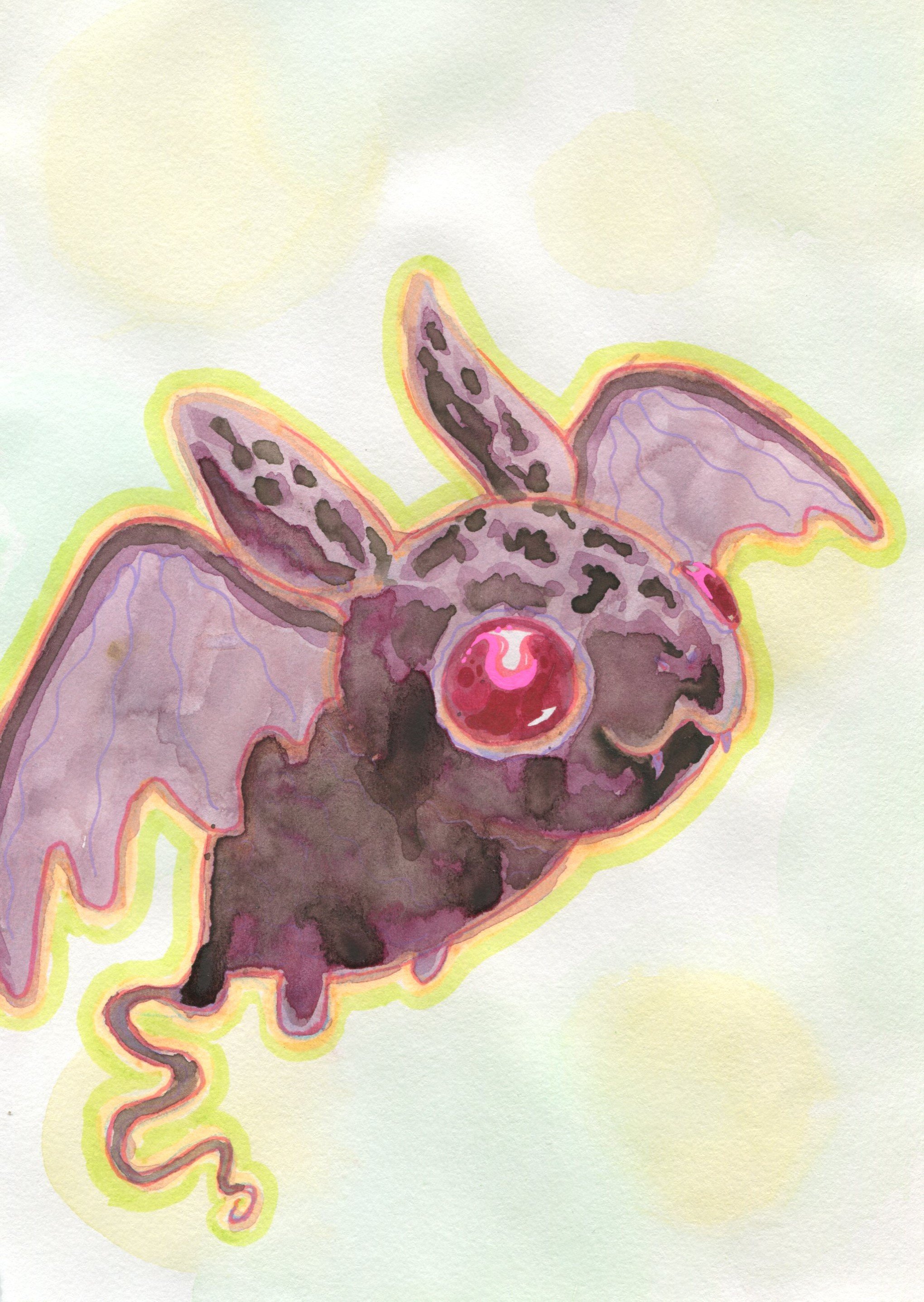Batty! Watercolour + highlighter