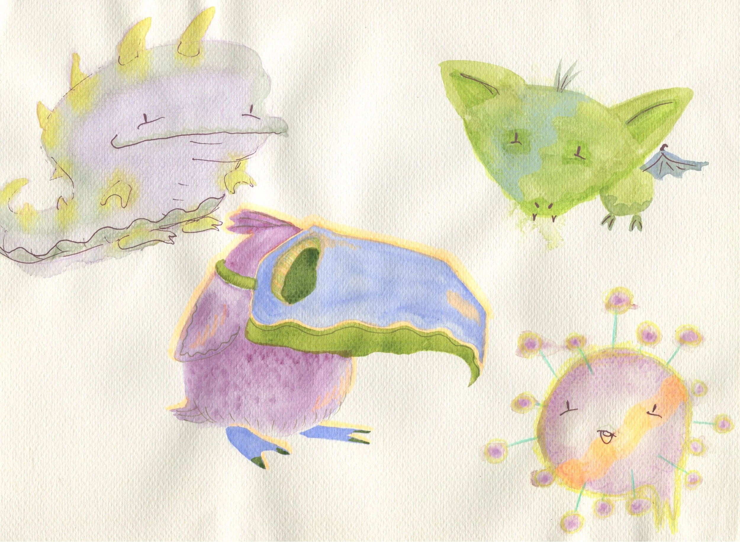 Random morning sketch amidst long sunny days of walking around Tokyo. Watercolour + highlighter