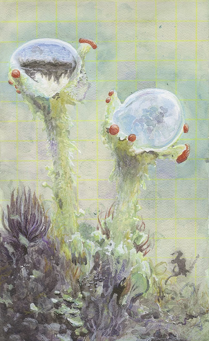 Dew Drop Altar - watercolour + pencil crayon