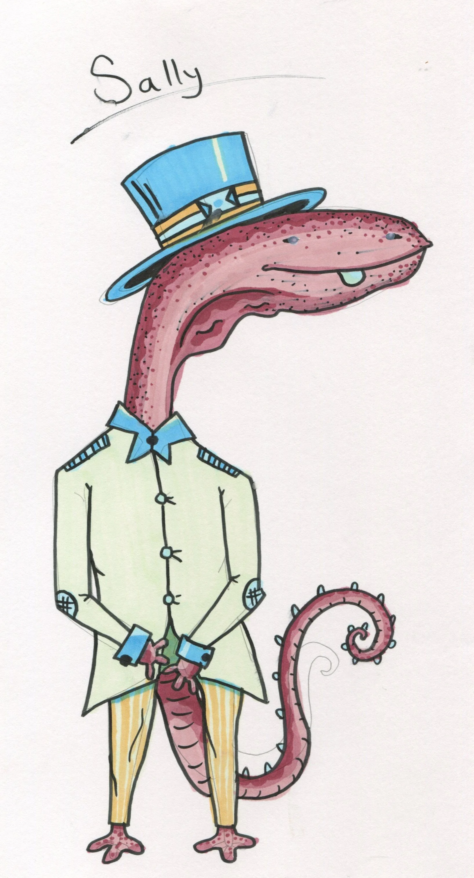 marker - cartoon dapper salamander
