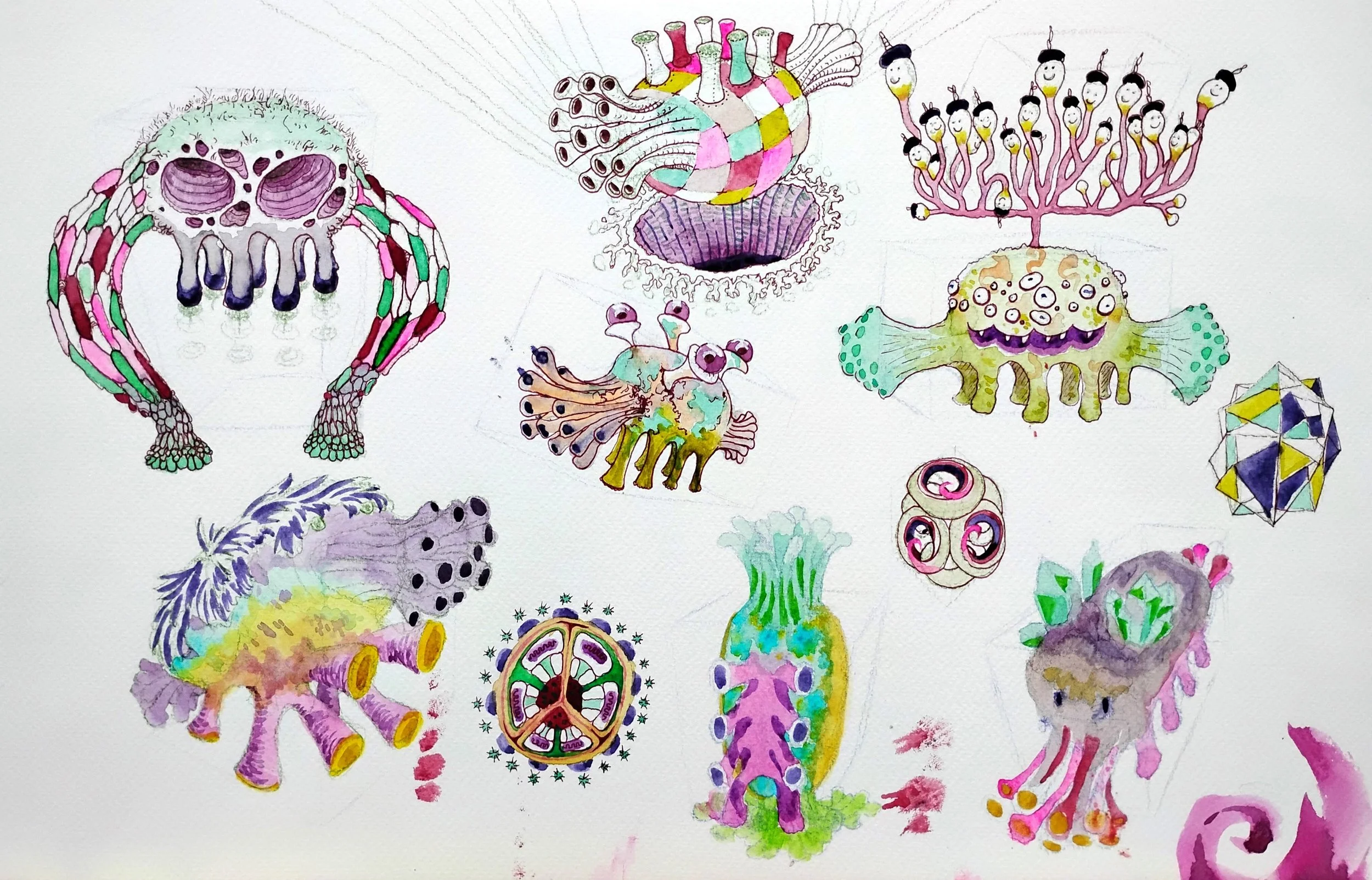 Sketch Page / Colour Study - watercolour + gel pen