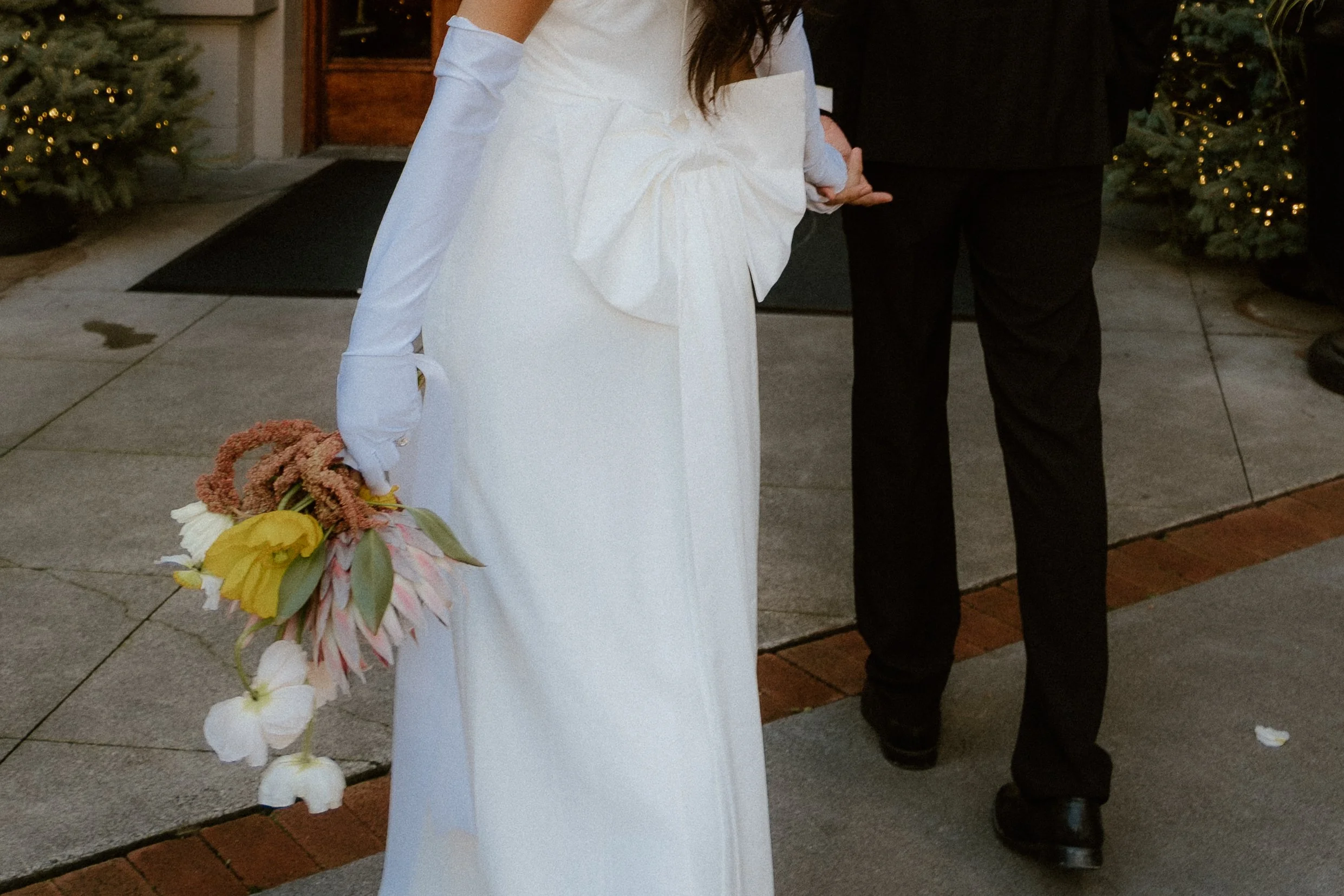 funky bridal bouquet with poppies, amaranthus, and anthurium