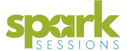 Logo for Spark Sessions with the word "spark" in large green letters and "SESSIONS" in smaller blue letters below.