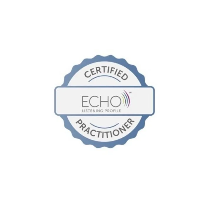 Certified Echo Listening Profile Practitioner badge with a blue circular border and a white background.