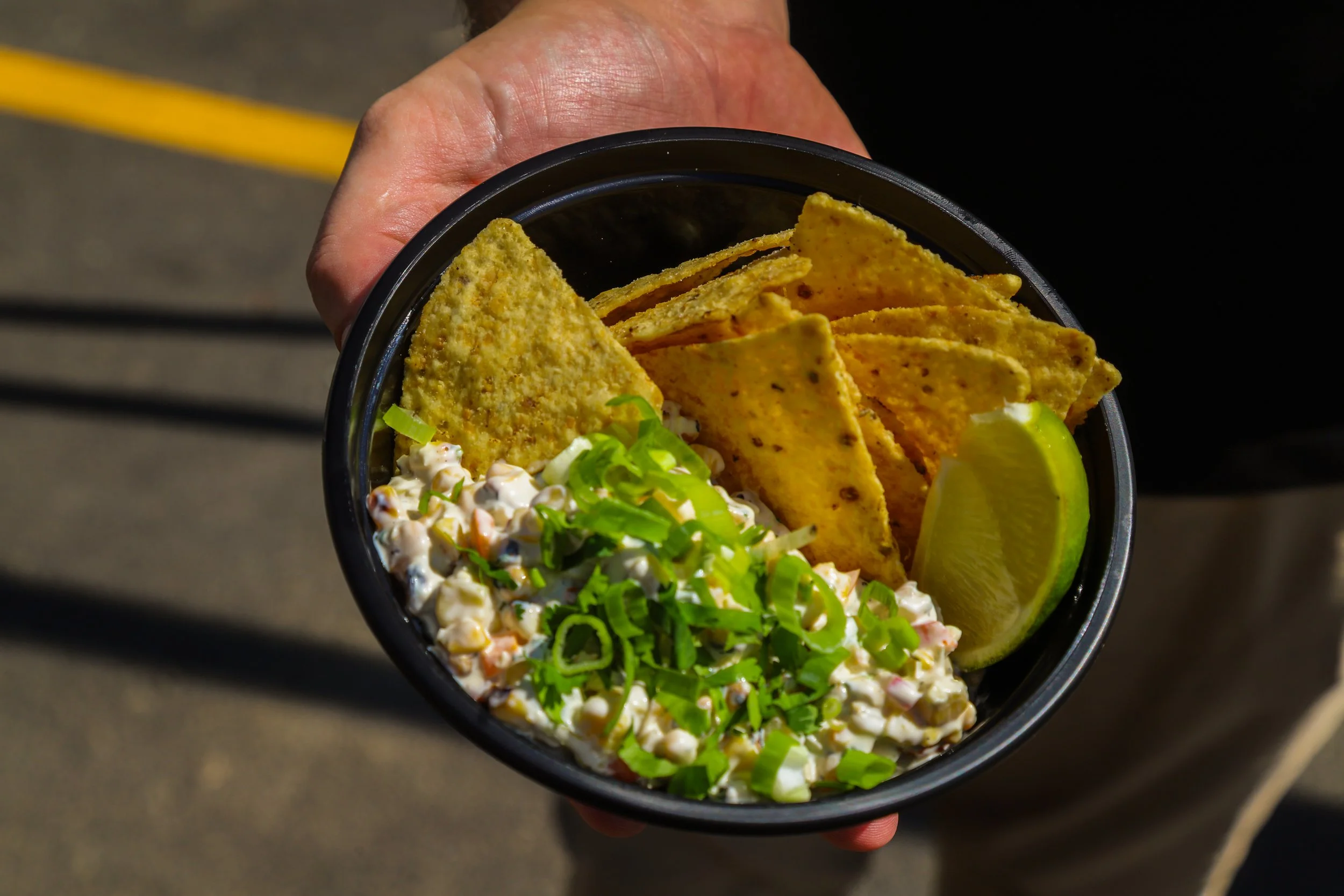 Market-day elote bowl served by Lavender Haze Mobile