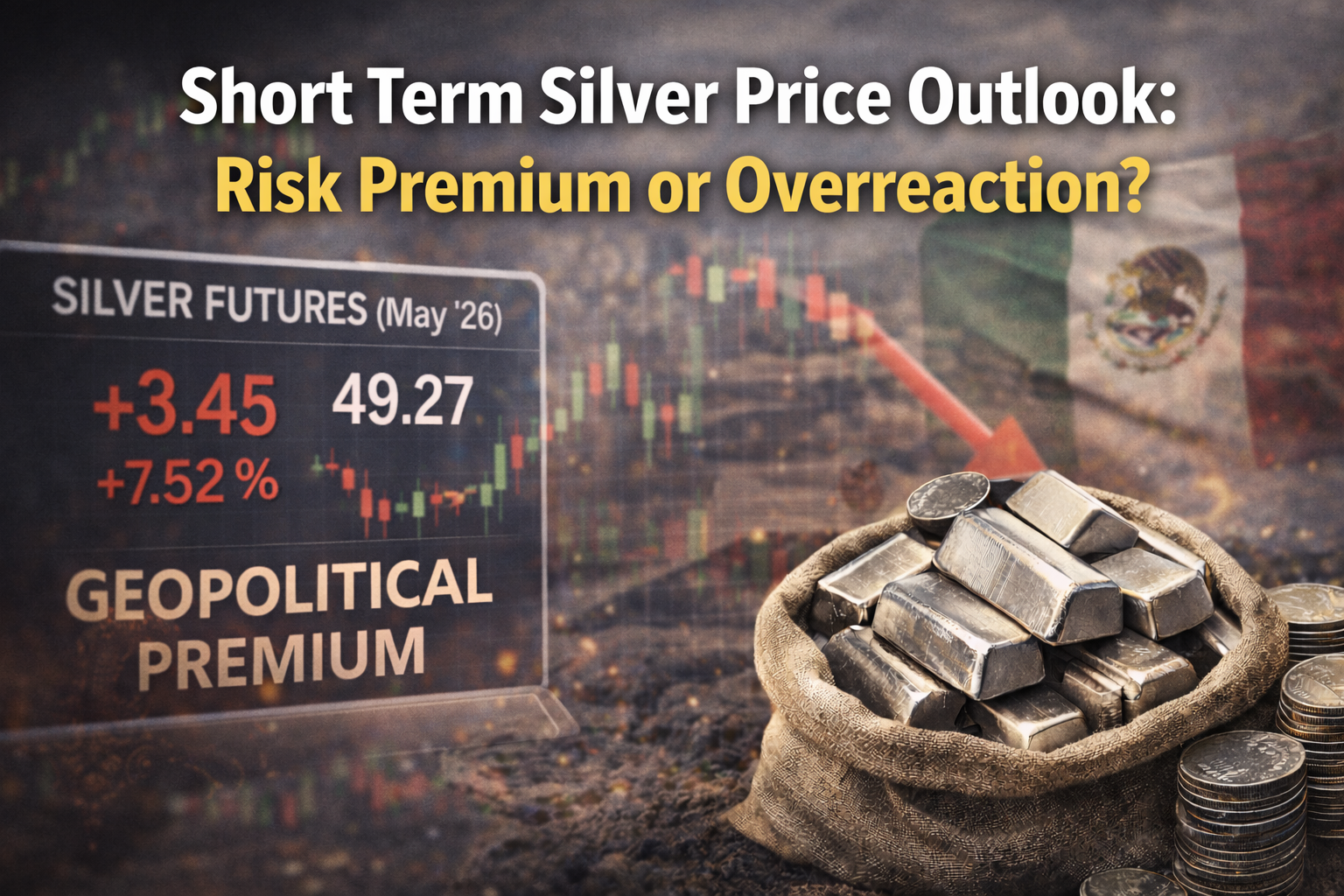 Short term silver price outlook as traders assess geopolitical risk premium, volatility, and Mexico supply uncertainty in 2026.