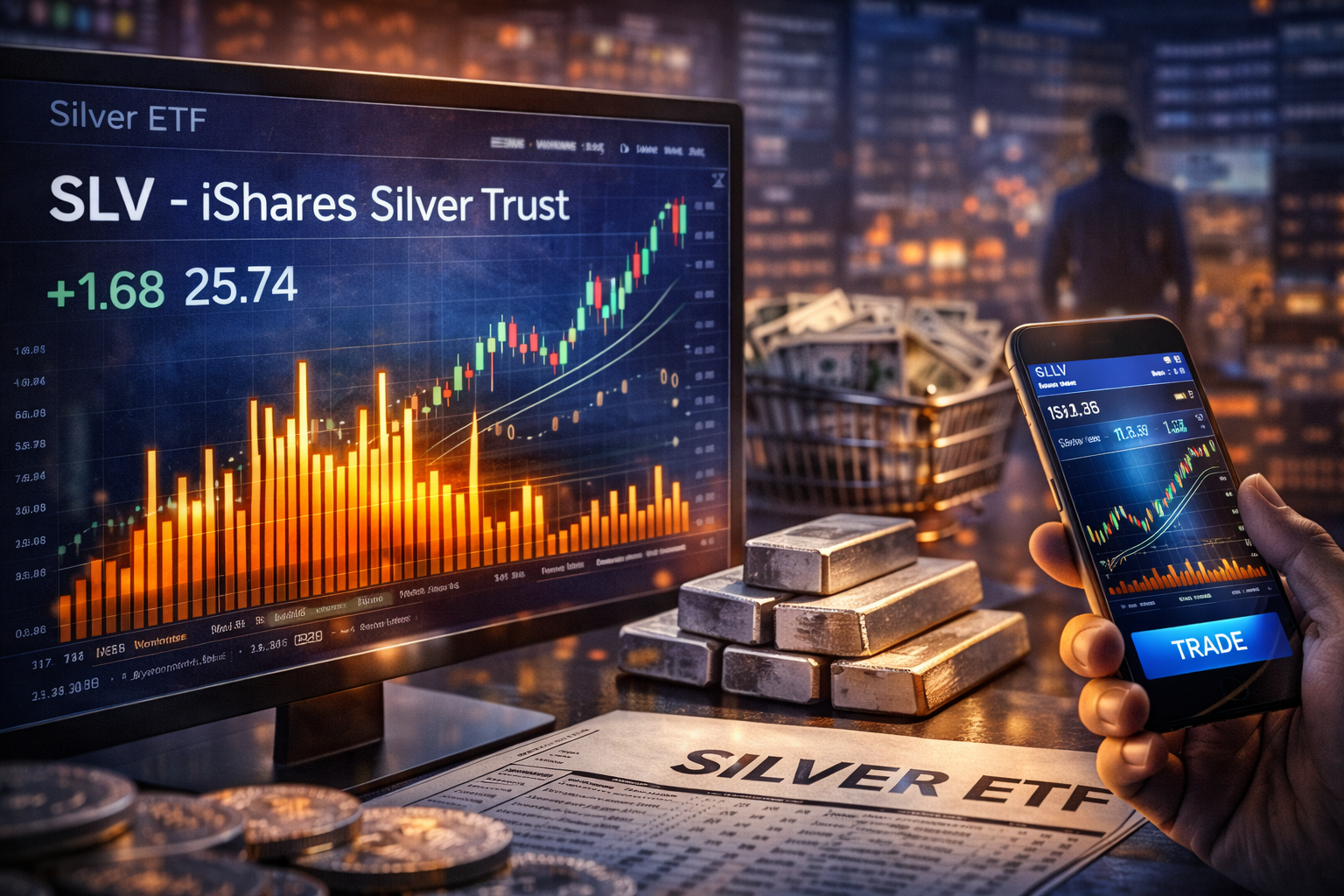 Silver coins, bullion bars, and futures market activity driving retail silver demand in 2026