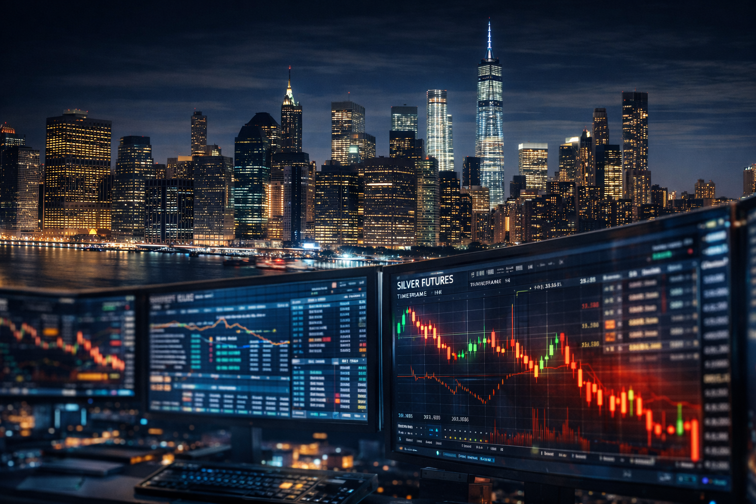 Wall Street trading environment representing J.P. Morgan’s historical involvement in the silver futures market