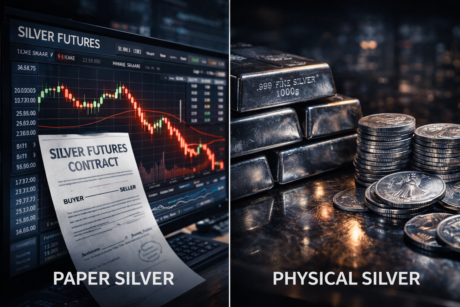 Comparison between paper silver futures trading and physical silver ownership
