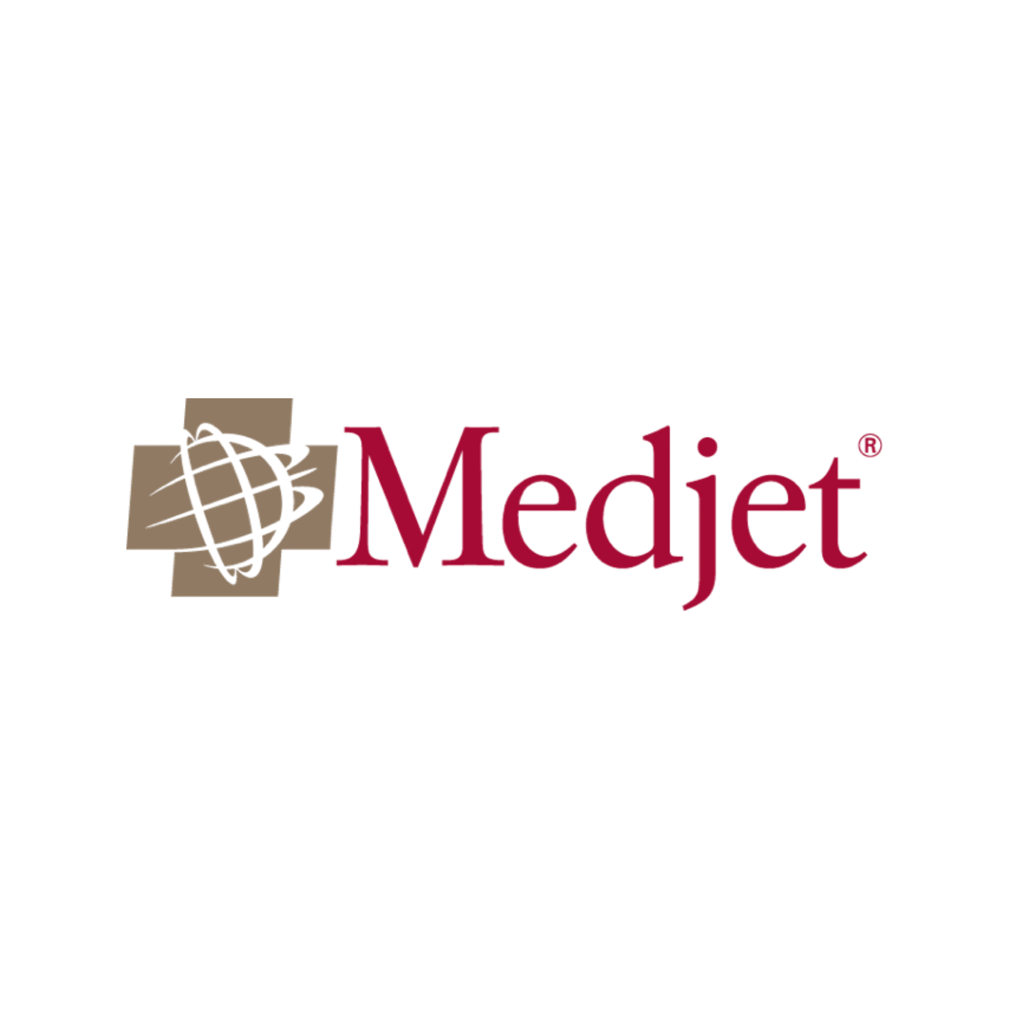 Logo of Medjet, a medical transportation company, with a globe graphic and the word 'Medjet' in red text.