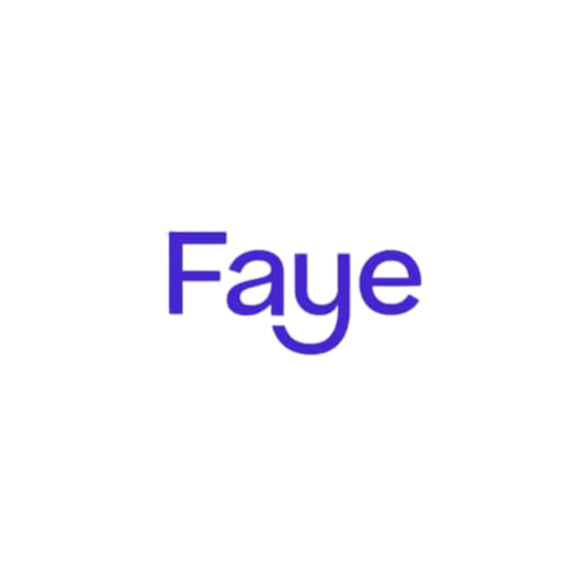Neon sign spelling 'Faye' in blue lights.