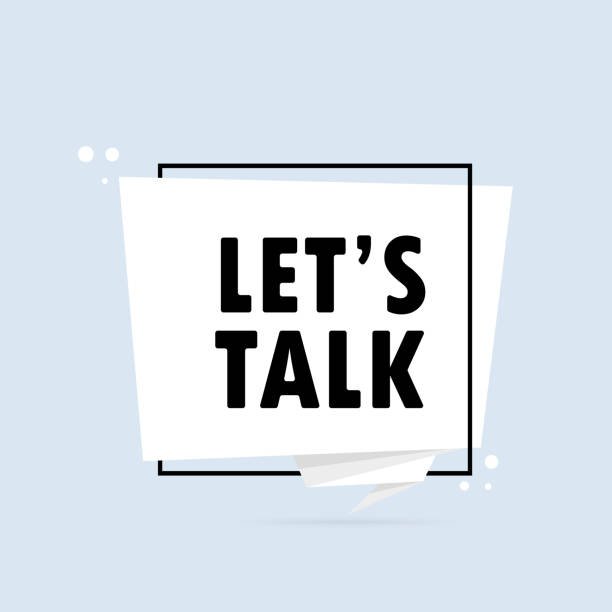 A graphic with the text "Let’s Talk" in bold black letters on a white square background, with a light blue background behind it.