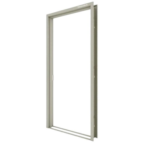 Thermopanel TRULITE insulated glass door with aluminum frame and blue LED strip lighting.